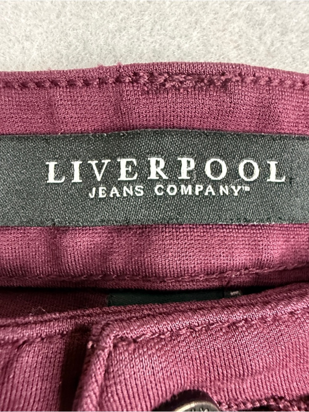 Liverpool Jeans Co Skinny Pants 14/32 Burgundy Wine Stretch Mid Rise - Picture 6 of 9